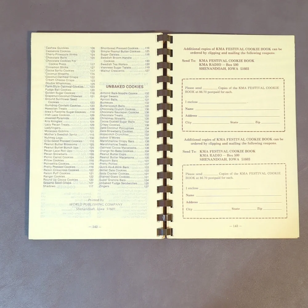 KMA Cookie Festival Cookbook Spiral 1983 KMA Radio Shenandoah Iowa Billie Oakley